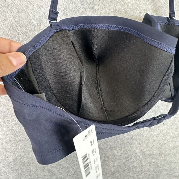 J Crew Bikini Top 36D Bathing Suit Strapless Navy Padded‎ Underwire Bandeau NWT - Picture 8 of 13